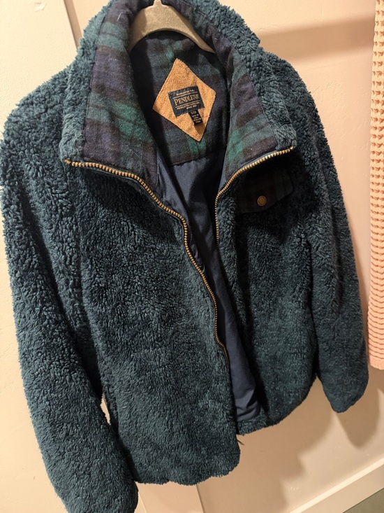 Pendleton Jackets & Blazers - Pendleton Teal Sherpa Zip Jacket with Plaid Lining